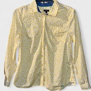 Talbots Petite Yellow White Long Sleeve Button Up Shirt - Size 12P